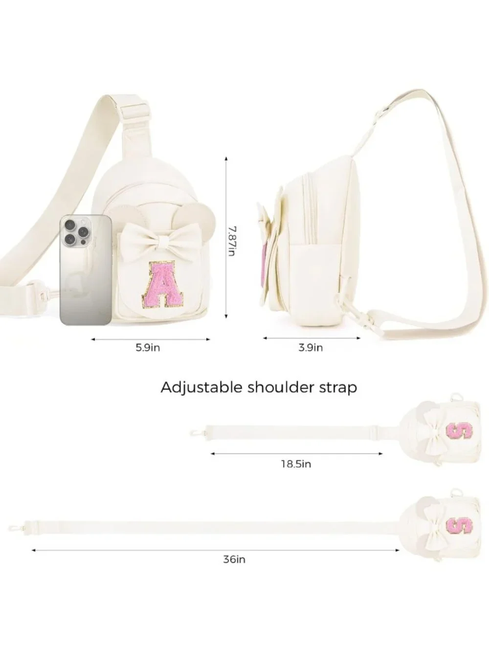 Personalized Initial Crossbody Bag for Girls | Cute Monogram Fanny Pack Purse